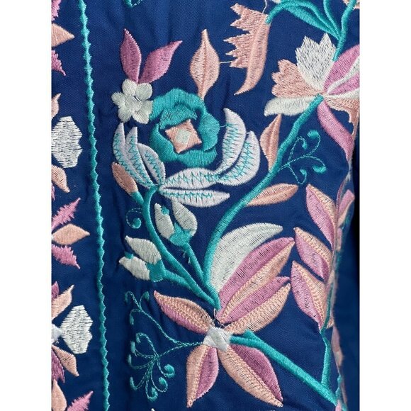 LA BELLUM HILLARY SCOTT Embroidered Short‎ Jacket Women's 1X Cobalt Multi NWT - Picture 7 of 15